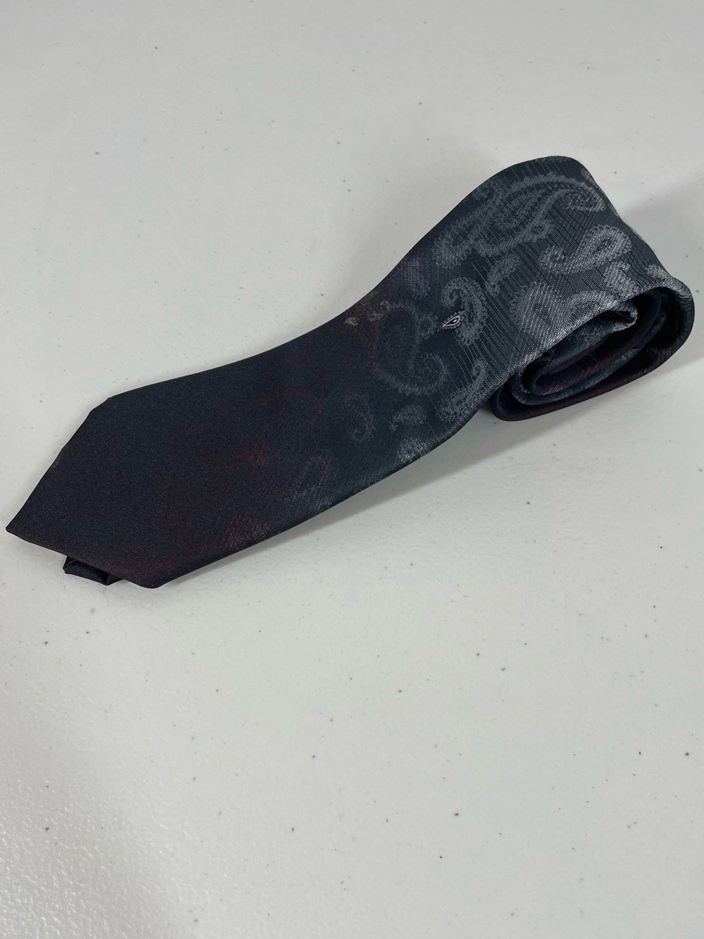 Oakton Paisley Necktie Black Gray Tone-on-Tone Obre Classic Dress Tie Business